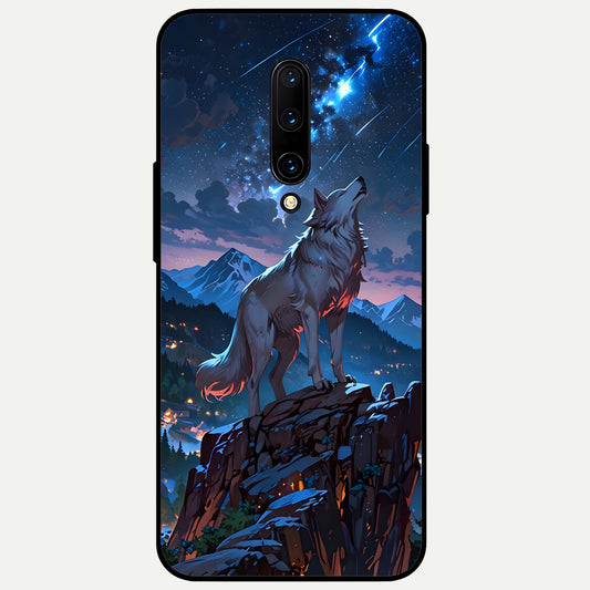  Celestial Wolf Howl Glass Case For OnePlus 7 Pro back cover – full design glossy printed glass finish