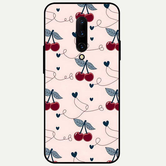  Cherry Heart Line Glass Case For OnePlus 7 Pro back cover – full design glossy printed glass finish