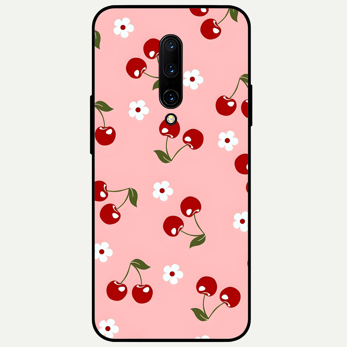  Cherry Love Mood Glass Case For OnePlus 7 Pro back cover – full design glossy printed glass finish