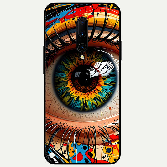  Colorful Eye Glass Case For OnePlus 7 Pro back cover – full design glossy printed glass finish