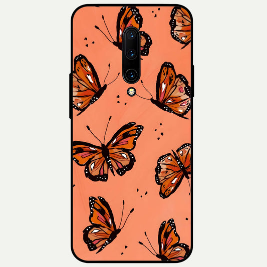  Coral Wing Butterfly Glass Case For OnePlus 7 Pro back cover – full design glossy printed glass finish