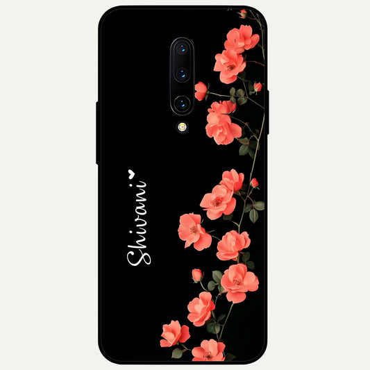  Crimson Bloom Grace Custom Name Glass Case For OnePlus 7 Pro back cover – full design glossy printed glass finish