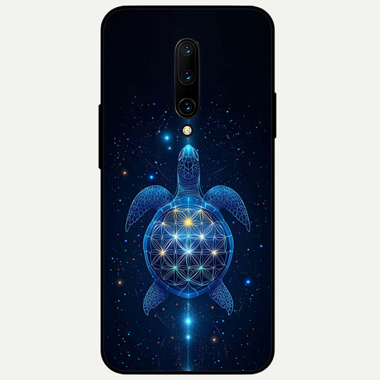  Crimson Blue Turtle Glass Case For OnePlus 7 Pro back cover – full design glossy printed glass finish
