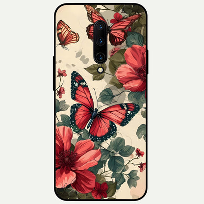  Crimson Butterfly Garden Glass Case For OnePlus 7 Pro back cover – full design glossy printed glass finish