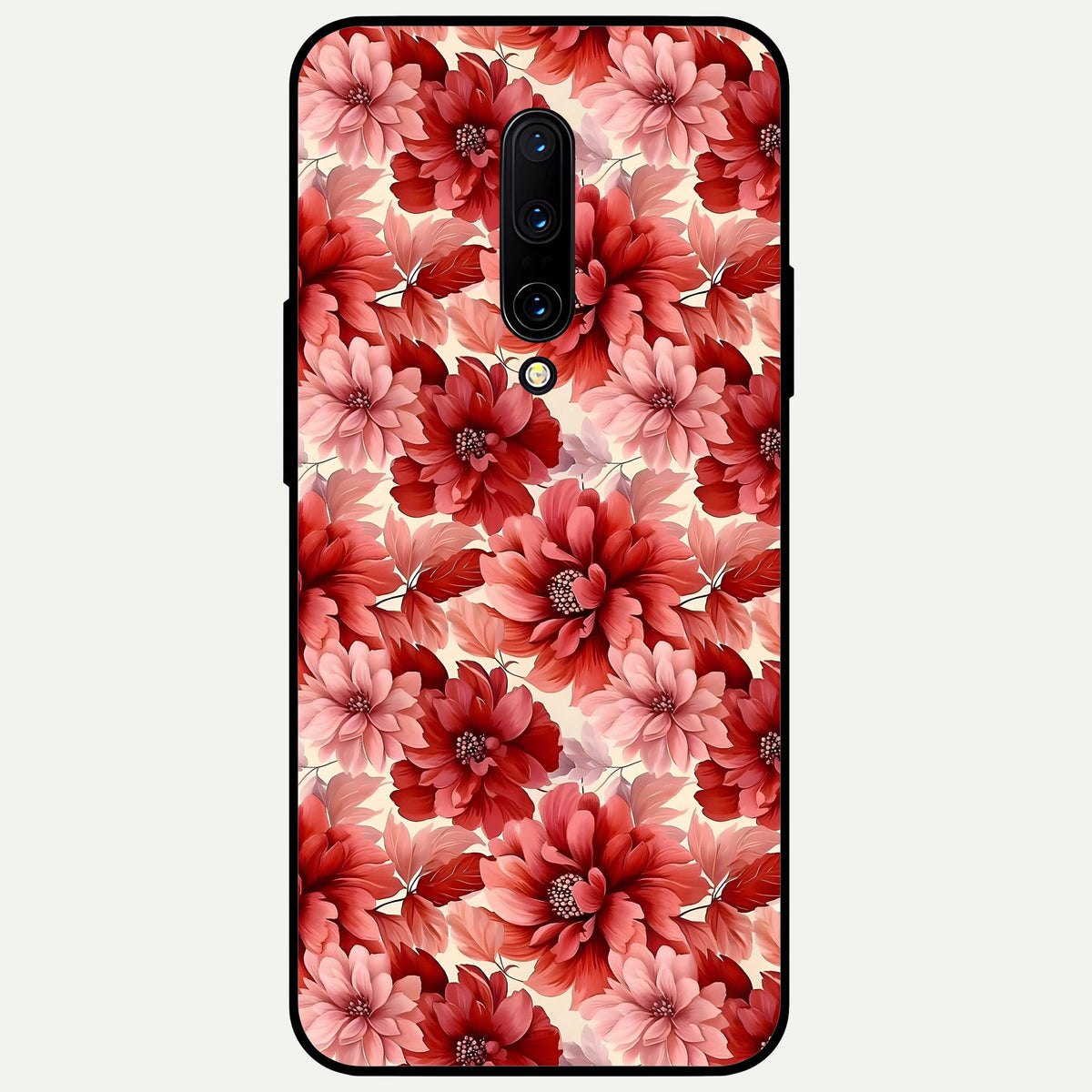 Crimson Love Petals Glass Case For OnePlus 7 Pro back cover – full design glossy printed glass finish