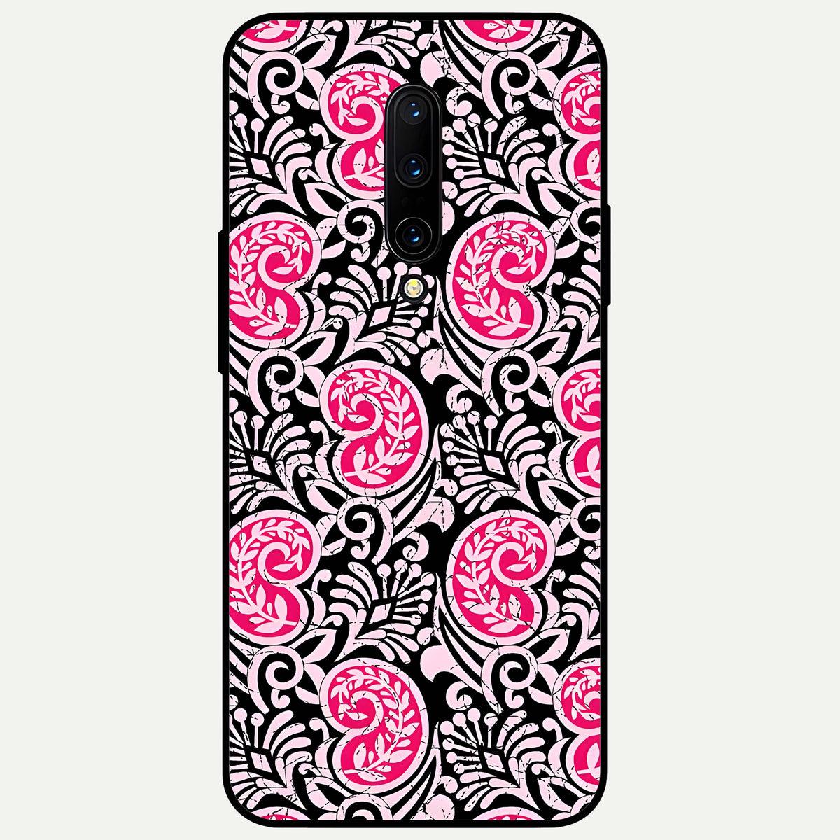  Crimson Paisley Charm Glass Case For OnePlus 7 Pro back cover – full design glossy printed glass finish