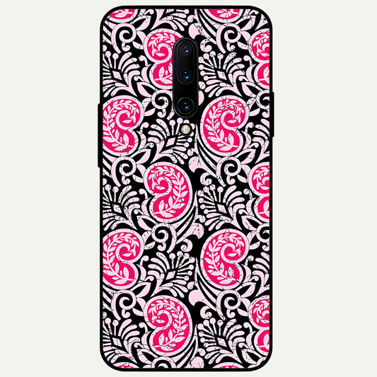  Crimson Paisley Charm Glass Case For OnePlus 7 Pro back cover – full design glossy printed glass finish