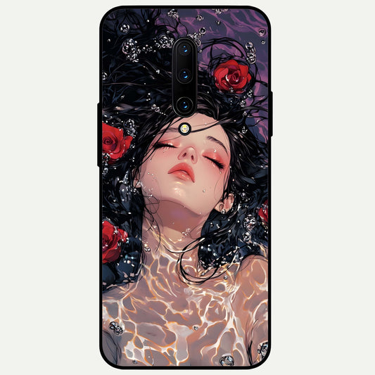  Crimson Rose Serenity Glass Case For OnePlus 7 Pro back cover – full design glossy printed glass finish