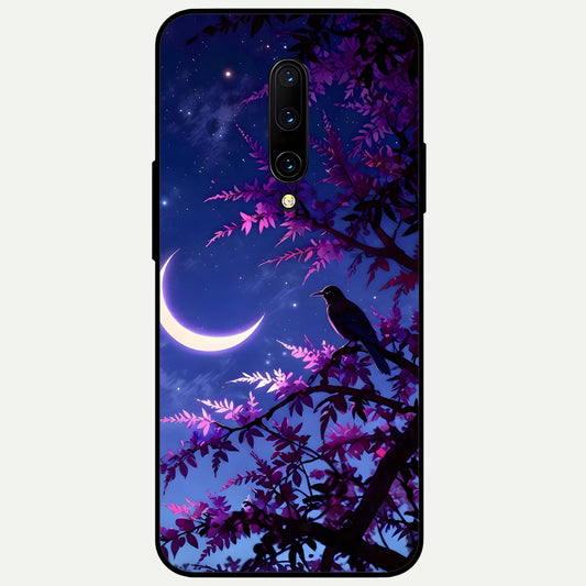  Crow And Moon Scenery Glass Case For OnePlus 7 Pro back cover – full design glossy printed glass finish