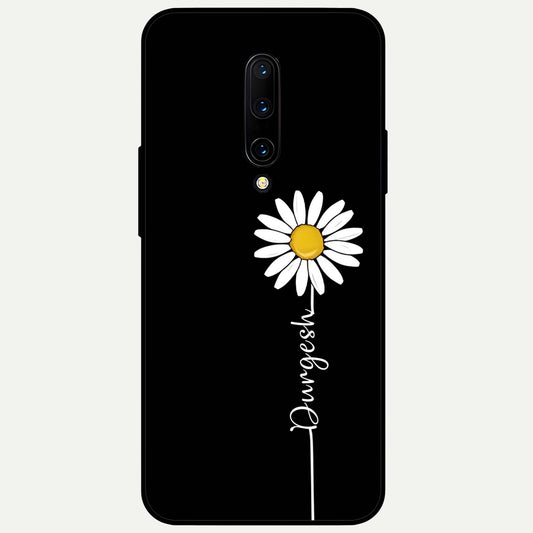  Custom Name White Flower Glass Case For OnePlus 7 Pro back cover – full design glossy printed glass finish