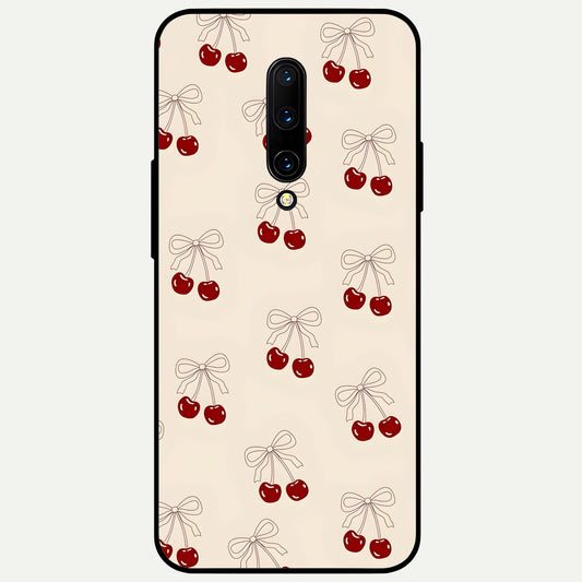  Cute Cherry Pattern Glass Case For OnePlus 7 Pro back cover – full design glossy printed glass finish