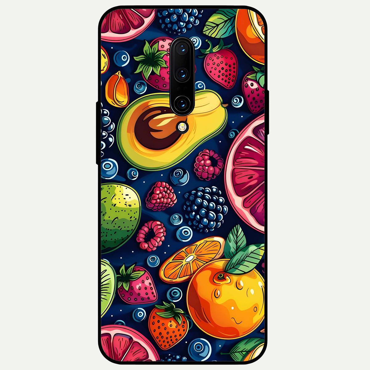  Cute Fruits Art Glass Case For OnePlus 7 Pro back cover – full design glossy printed glass finish