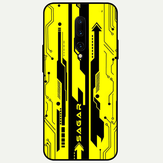 Electric Pulse CYBERPUNK Custom Name Glass Case For OnePlus 7 Pro back cover – full design glossy printed glass finish