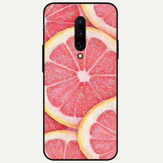  Glitter Grapefruit Glass Case For OnePlus 7 Pro back cover – full design glossy printed glass finish