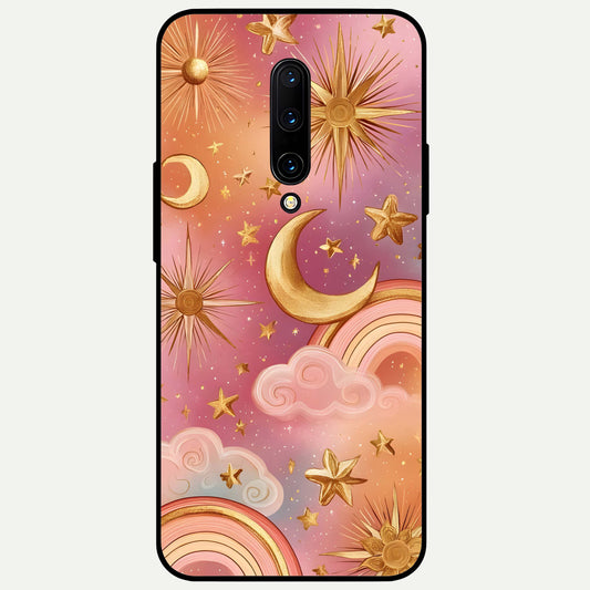  Golden Celestial Dreams Glass Case For OnePlus 7 Pro back cover – full design glossy printed glass finish