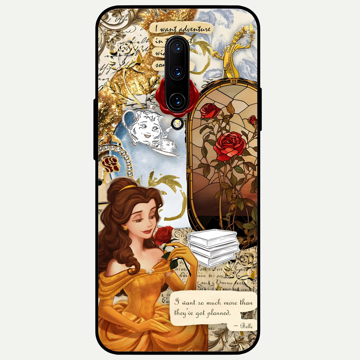  Golden Dream Belle Glass Case For OnePlus 7 Pro back cover – full design glossy printed glass finish
