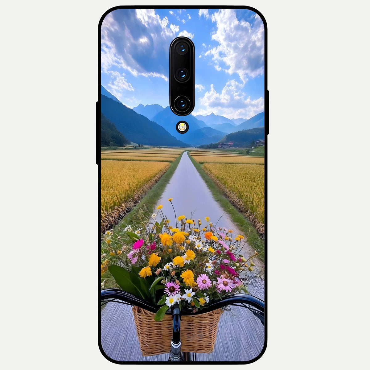  Golden Field Journey Glass Case For OnePlus 7 Pro back cover – full design glossy printed glass finish