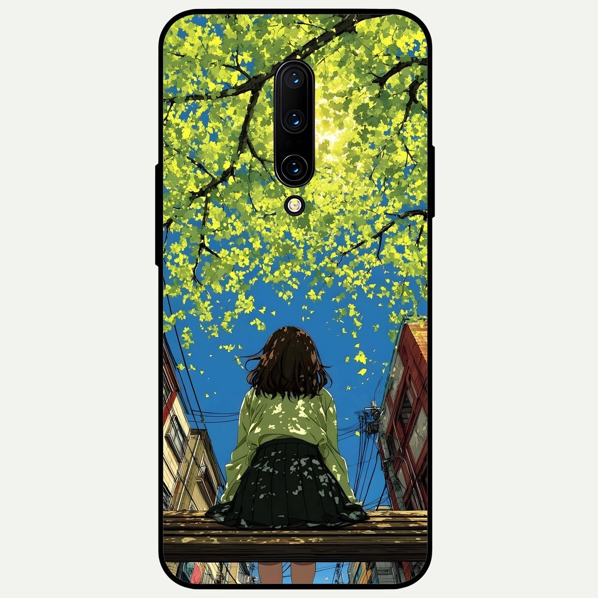  Golden Leaves Glow Glass Case For OnePlus 7 Pro back cover – full design glossy printed glass finish