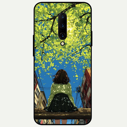  Golden Leaves Glow Glass Case For OnePlus 7 Pro back cover – full design glossy printed glass finish