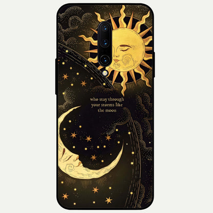  Golden Lunar Love Glass Case For OnePlus 7 Pro back cover – full design glossy printed glass finish