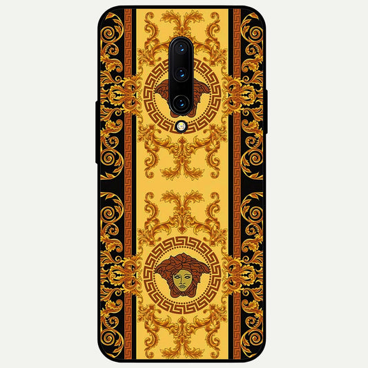  Golden Royal Heritage Glass Case For OnePlus 7 Pro back cover – full design glossy printed glass finish