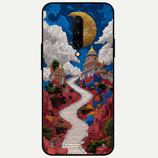  Heavenly Moon Path Glass Case For OnePlus 7 Pro back cover – full design glossy printed glass finish