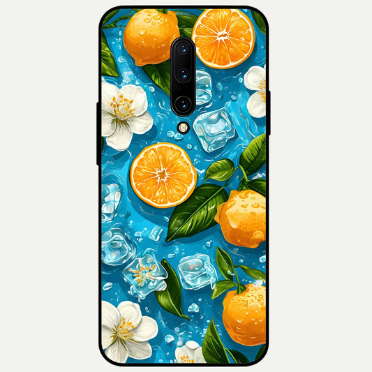 Ice Cube With Orange Glass Case For OnePlus 7 Pro back cover – full design glossy printed glass finish