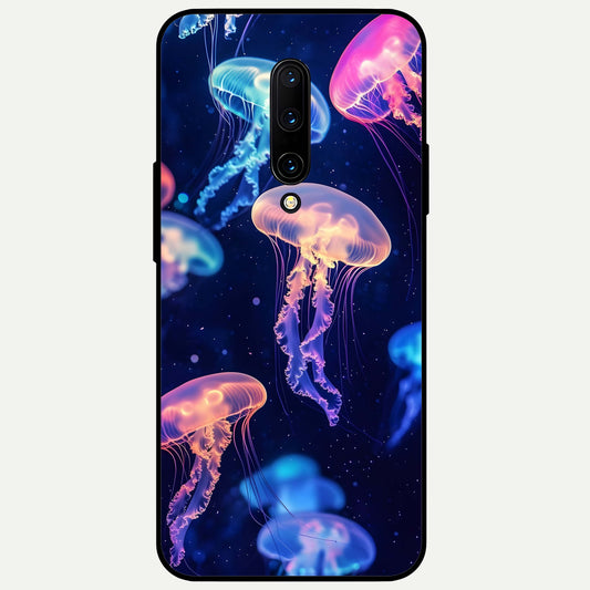  Jellyfish Pattern Glass Case For OnePlus 7 Pro back cover – full design glossy printed glass finish