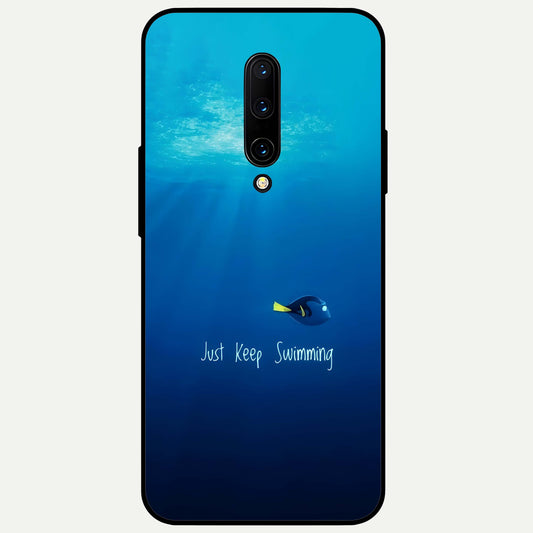  Just Keep Swimming Glass Case For OnePlus 7 Pro back cover – full design glossy printed glass finish