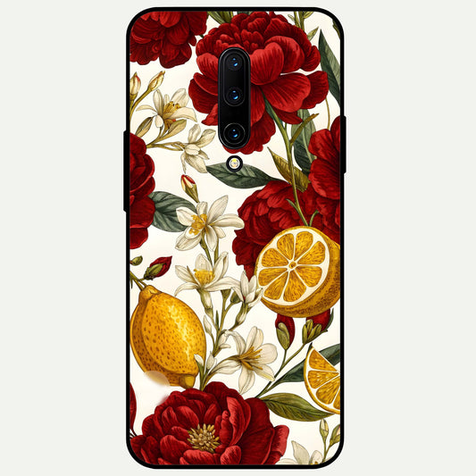  Lemon Rose Charm Glass Case For OnePlus 7 Pro back cover – full design glossy printed glass finish