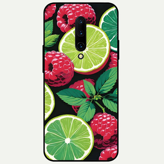  Lime and Raspberry Pattern Glass Case For OnePlus 7 Pro back cover – full design glossy printed glass finish