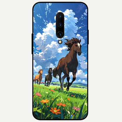  Majestic Horses Galloping Glass Case For OnePlus 7 Pro back cover – full design glossy printed glass finish