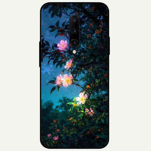  Midnight Bloom Glow Glass Case For OnePlus 7 Pro back cover – full design glossy printed glass finish
