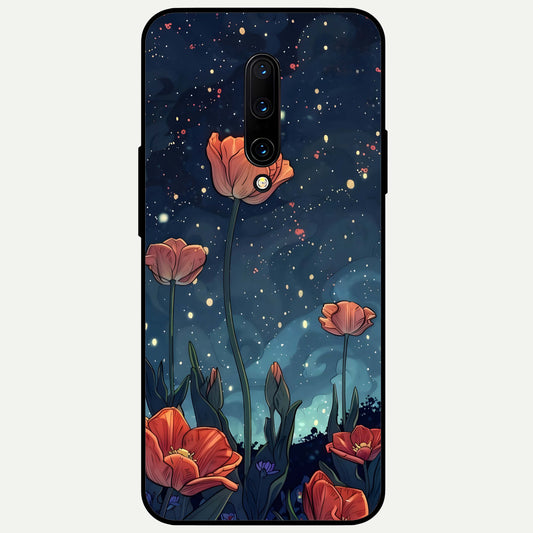  Midnight Tulip Glow Glass Case For OnePlus 7 Pro back cover – full design glossy printed glass finish