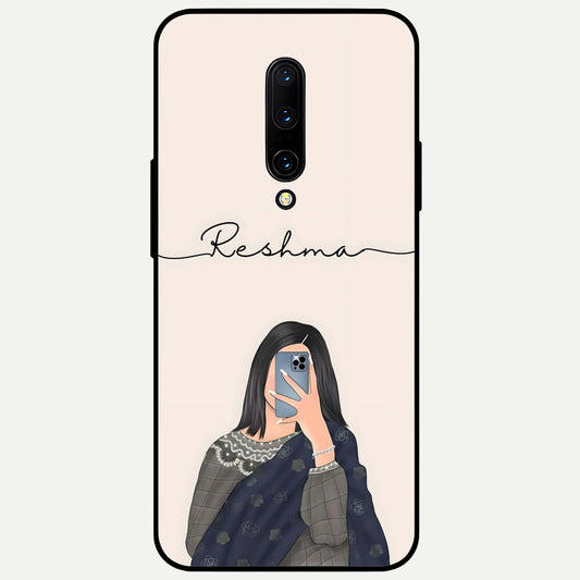  Mirror Mood Muse With Custom Name Glass Case For OnePlus 7 Pro back cover – full design glossy printed glass finish
