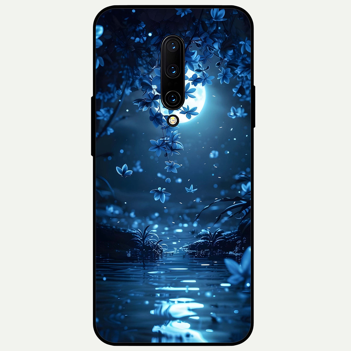  Moonlight Petal Dream Glass Case For OnePlus 7 Pro back cover – full design glossy printed glass finish