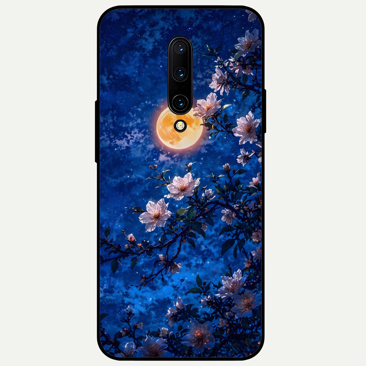 Moonlit Blossoms Night Glass Case For OnePlus 7 Pro back cover – full design glossy printed glass finish