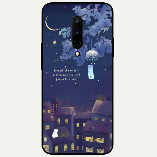  Moonlit Cat Silence Glass Case For OnePlus 7 Pro back cover – full design glossy printed glass finish