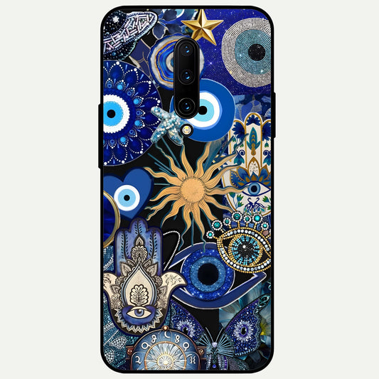  Mystic Blue Evil Eye Glass Case For OnePlus 7 Pro back cover – full design glossy printed glass finish
