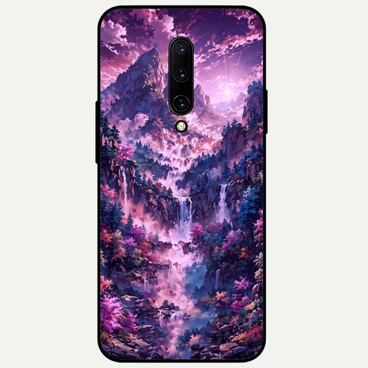  Mystic Cascade Peaks Glass Case For OnePlus 7 Pro back cover – full design glossy printed glass finish