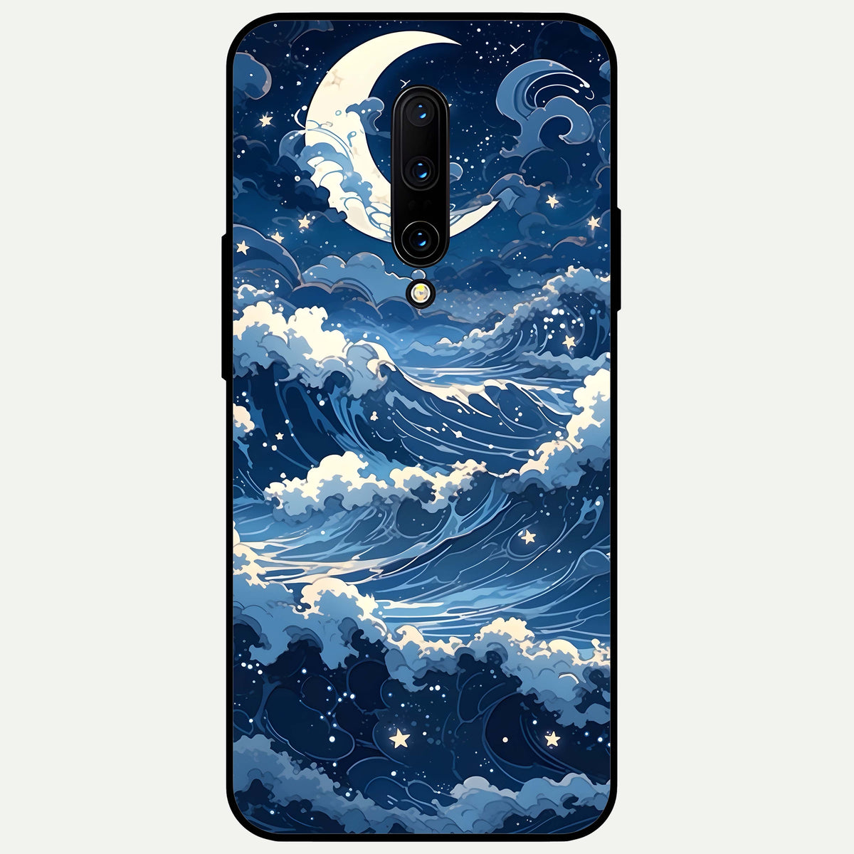  Ocean Moon Waves Glass Case For OnePlus 7 Pro back cover – full design glossy printed glass finish