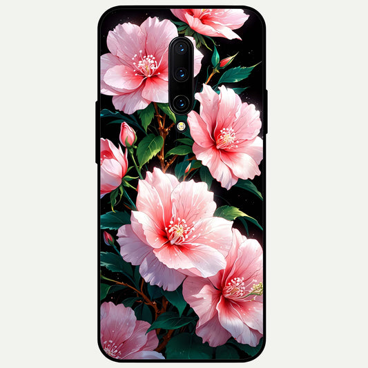 Peach Flower Glass Case For OnePlus 7 Pro back cover – full design glossy printed glass finish