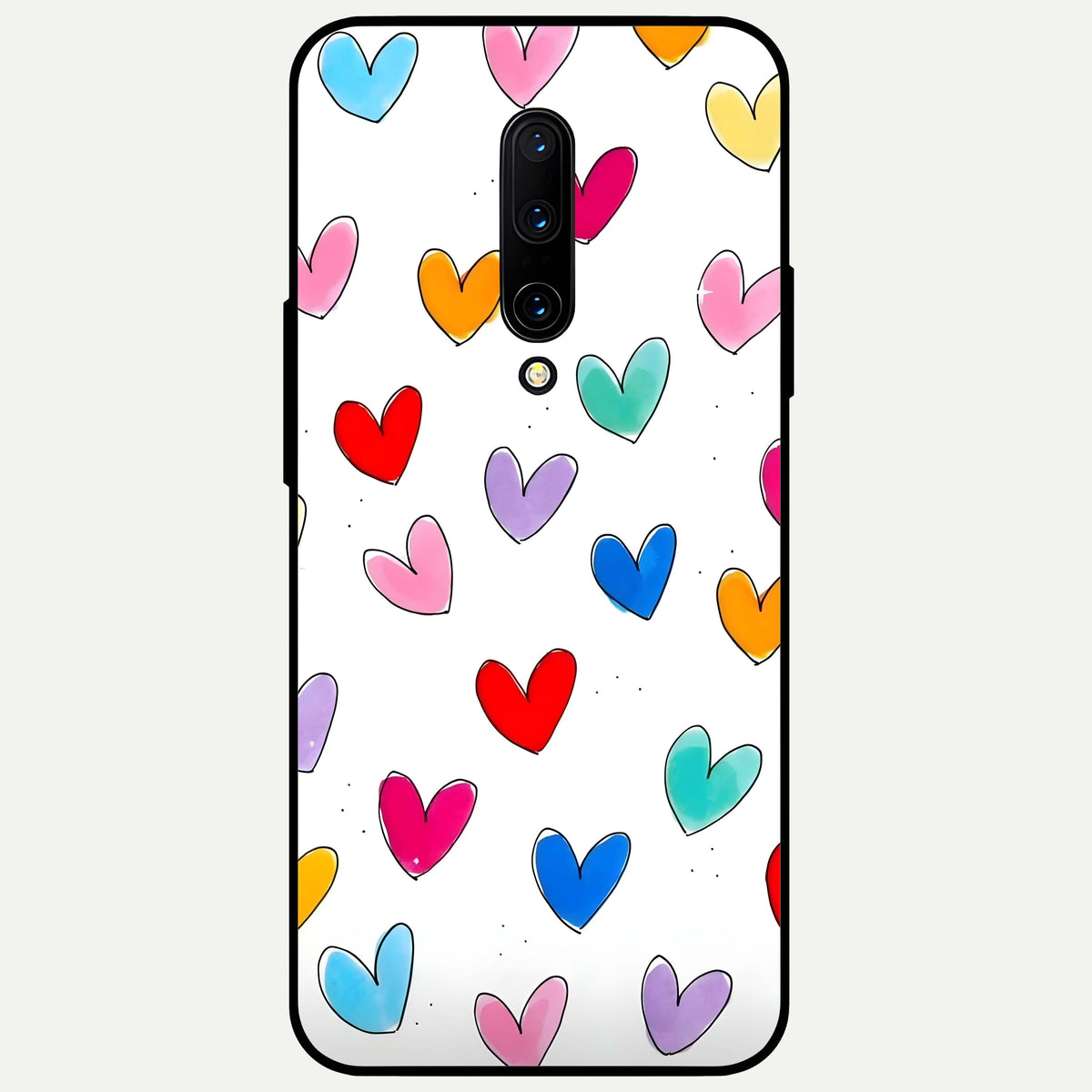  Playful Love Doodles Glass Case For OnePlus 7 Pro back cover – full design glossy printed glass finish