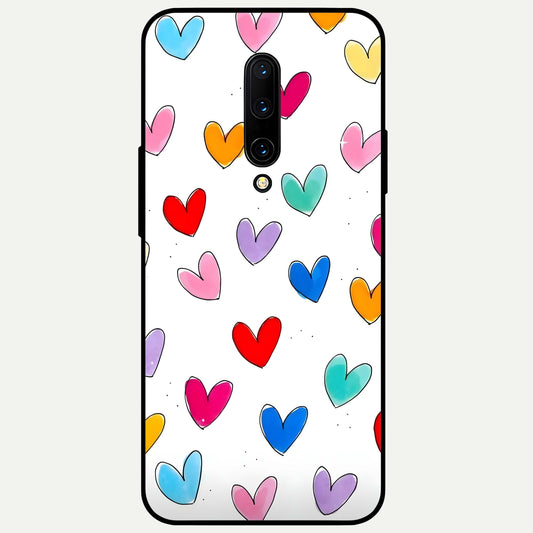  Playful Love Doodles Glass Case For OnePlus 7 Pro back cover – full design glossy printed glass finish