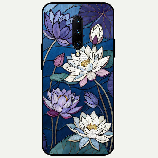  Purple Lotus Stained Glass Case For OnePlus 7 Pro back cover – full design glossy printed glass finish