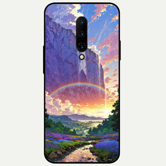  Rainbow Valley Dream Glass Case For OnePlus 7 Pro back cover – full design glossy printed glass finish