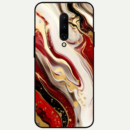  Red And White Marble Glass Case For OnePlus 7 Pro back cover – full design glossy printed glass finish