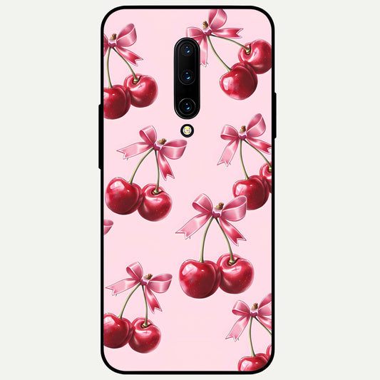  Red Cherries Pattern Glass Case For OnePlus 7 Pro back cover – full design glossy printed glass finish