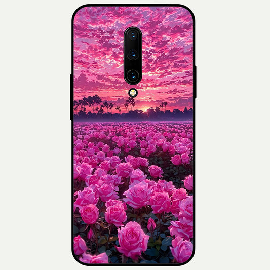  Rose Sunset Valley Glass Case For OnePlus 7 Pro back cover – full design glossy printed glass finish