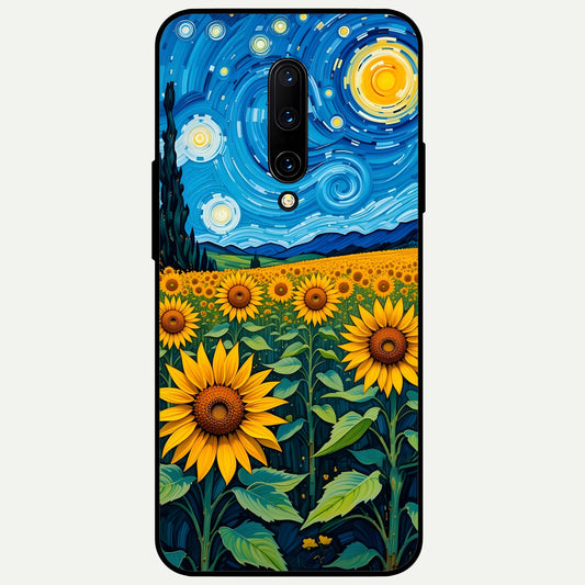  Starry Sunflower Dreams Glass Case For OnePlus 7 Pro back cover – full design glossy printed glass finish